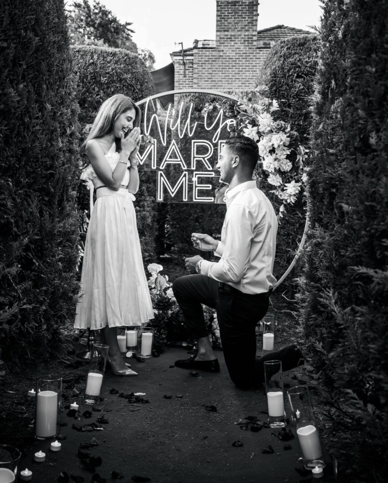 Garden proposal with neon sign